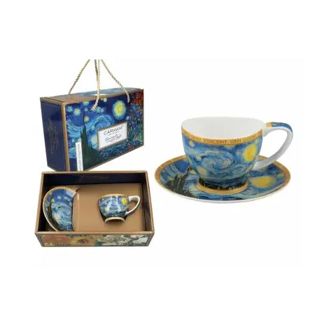 Filiżanka Carmani Vanessa 100ml espresso ze spodkiem - V. van Gogh, Gwiaździsta noc